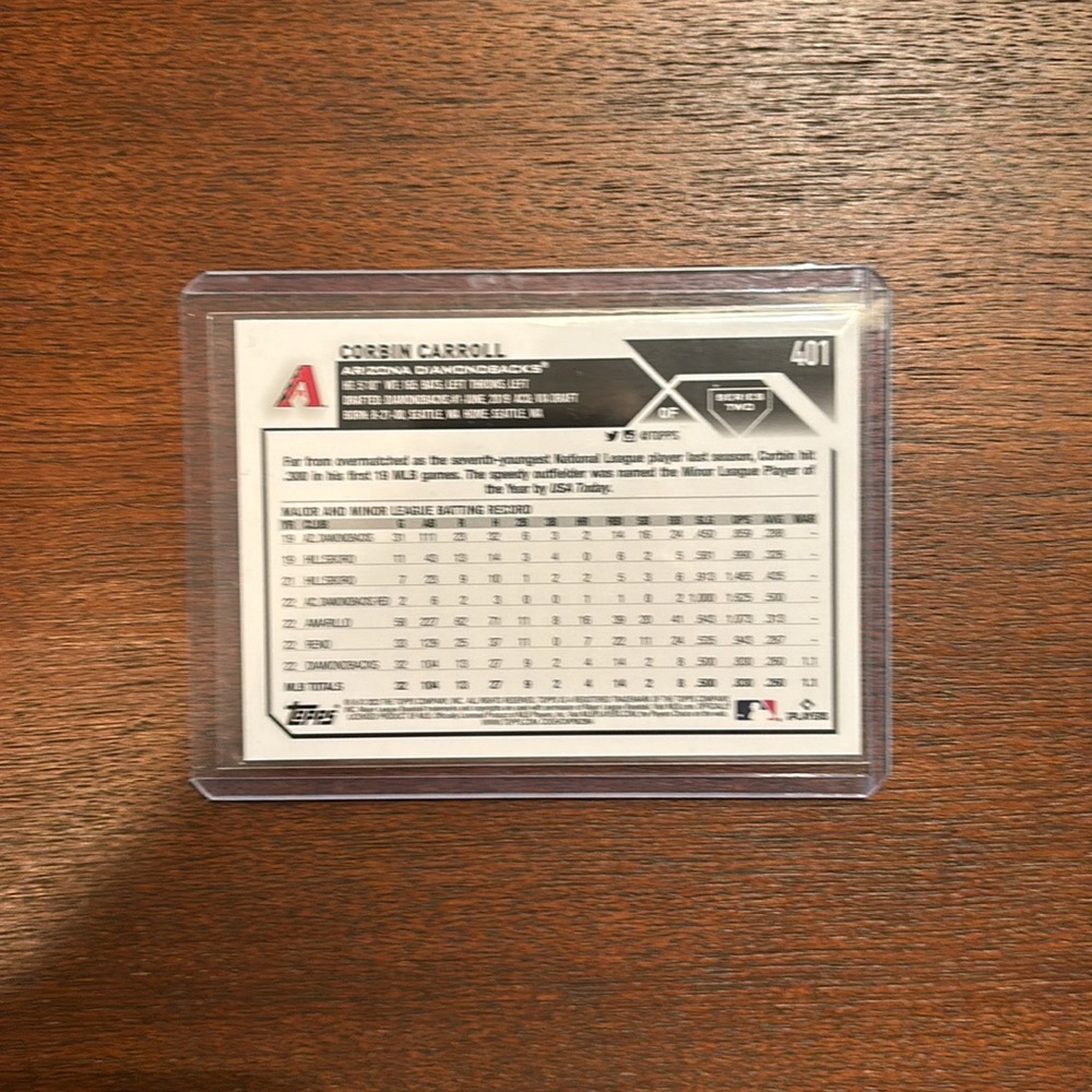 Corbin Carroll Topps Base Rookie Card #401 - Picture 2 of 2